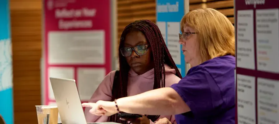 Student talking to careers advisor
